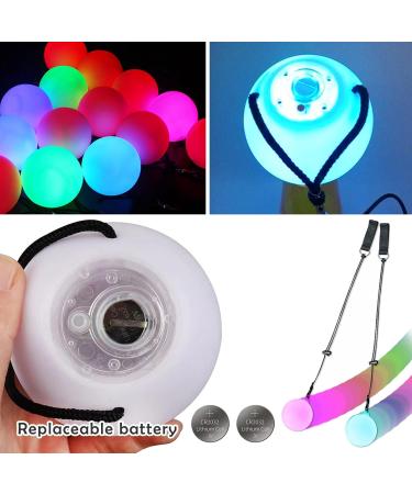 2 LED POI Juggling Balls Set - Rainbow Colors & Strobe Effect | Circus Toy for Adults & Kids | International Shipping - Buy Online on GoSupps.com