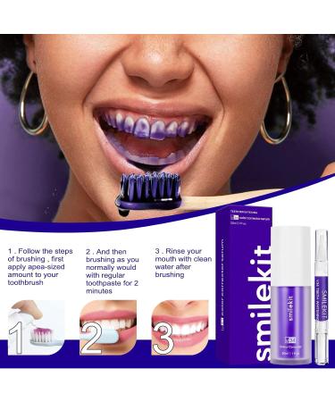 Whitening Purple Toothpaste 2PCS Hi Smile Color Correcting Whitening Toothpaste Teeth Whitening Purple Toothpaste Violet Product Whiten Teeth Oral Cleaning Diamond Smile - Buy Online on GoSupps.com