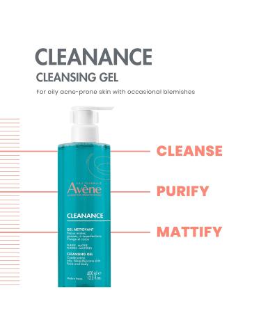 Eau Thermale Avene Cleanance Cleansing Gel - Acne Prone Oily Skin Face & Body Cleanser - Alcohol-Free - 13.52 Fl Oz - Buy Online on GoSupps.com