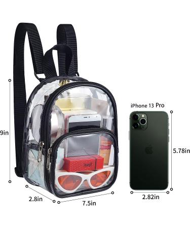 UEASE Clear Mini Backpack for Girls 9x7.5x2.8 in, Stadium Approved Waterproof Transparent Bag for Sports, Travel, Concert - Black - Buy Online on GoSupps.com