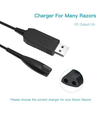 Braun Shaver USB Charger Cable - Compatible with Series 3, 7, 9, 1 - 3020S, 3080S, 760CC, 790CC, 340s, 190s - Ancable 12V Charger for Braun Beard Trimmer - Buy Online on GoSupps.com