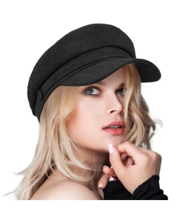 ColorSun Women's Newsboy Caps Beret Hat for Fashion Ladies Black Women's Newsboy Caps Beret Hat for Fashion Ladies 1-black