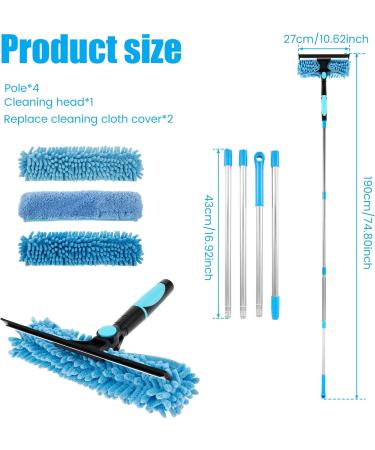 KHZSPP Window Squeegee Kit 2 in 1 Cleaning Squeegee Kit Rotatable Double Sides Window Washing Kit for Window Car Shower Glass Door Mirror Indoor Outdoor(Blue) - Buy Online on GoSupps.com