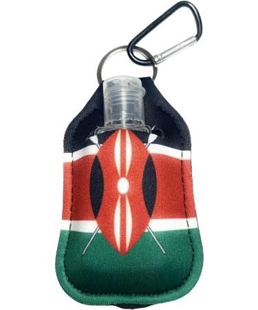 Kenya Flag Neoprene Sanitizer Holder - 30ml Leak Proof Reusable With Snap Hooks - Buy Online on GoSupps.com