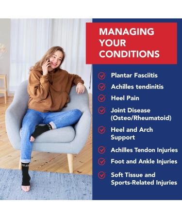 Copper Infused Foot Compression Sleeves for Plantar Fasciitis with Doctor Written Handbook - Black (PAIR) - Buy Online on GoSupps.com