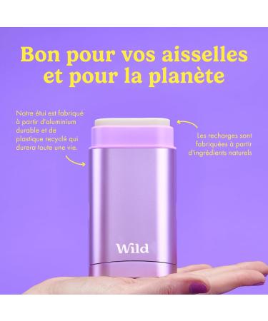 Wild - Refillable Natural Deodorant - Purple Case with Refill Variety Pack - Includes Cotton & Sea Salt Cherry Blossom Coconut & Vanilla Mint & Aloe Vera Pomegranate & Pink Peppercorn - Buy Online on GoSupps.com