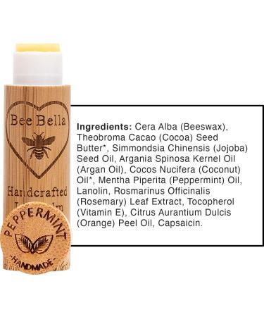 Bee Bella Peppermint Lip Balm (3 Pack) - Handmade in USA with Beeswax, Coconut Oil, Vitamin E & More for Soft, Smooth Lips - Long-Lasting Moisture - Buy Online on GoSupps.com