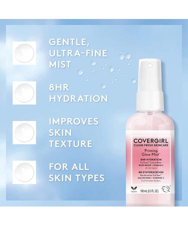 COVERGIRL Clean Fresh Skincare Priming Glow Mist - Rose Water & Vitamin C 3.3 Fl Oz - Buy Online on GoSupps.com