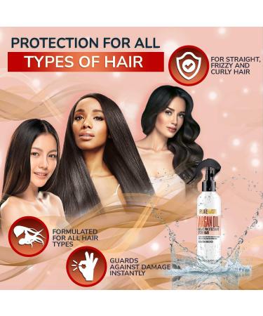 Moroccan Argan Oil Heat Protectant Spray with Keratin - Deep Conditioner for Dry Damaged Hair - Styling and Treatment Protection - Pure Nature Lux Spa - Buy Online on GoSupps.com
