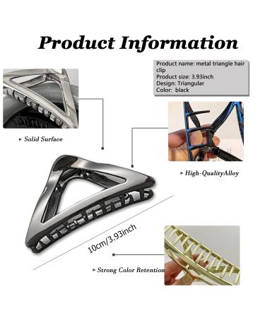 Elegant Gunmetal Triangle Metal Hair Clip for Women and Girls - Strong Hold for Daily Wear and Party - Fashionable and Versatile (Gunmetal) - Buy Online on GoSupps.com