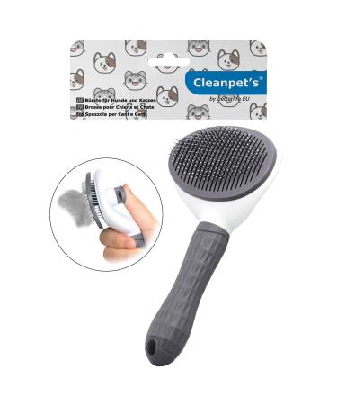 Cleanpet's dog brush and cat brush for cats dogs and puppies with short hair and long hair self -cleaning animal hair brush removes undercoat gray