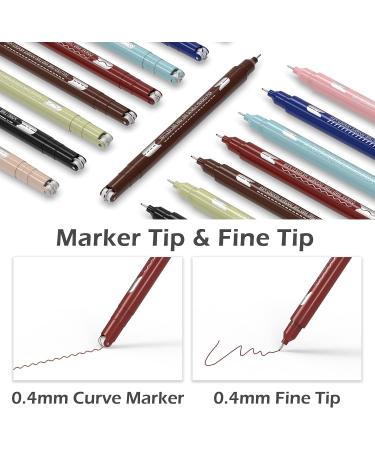 AECHY Colored Curve Dual Tip Pens - 6 Shapes, 8 Colors - Planner Journaling Drawing School Supplies - Curve + Fine Tips (8 pcs) - Buy Online on GoSupps.com