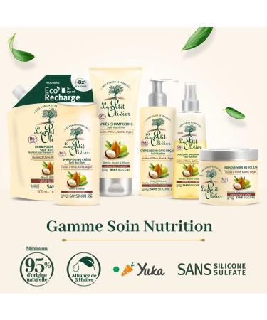 Le Petit Olivier Nutrition Mask for Dry & Damaged Hair - 11.15 oz - Moisturizing Hair Mask with Olive Shea & Argan Oils - Paraben & Sulfate-Free - Natural Ingredients - Fast Results - Buy Online on GoSupps.com