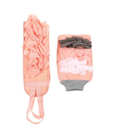Minkissy 1set Bath Towel Loofah Dish Sponge Exfoliate Glove Double-Sided Gloves Body Scrubber Baby Mitts Metal Nail File Washing Articles Shower Things Double Sided Bath Flower Pink