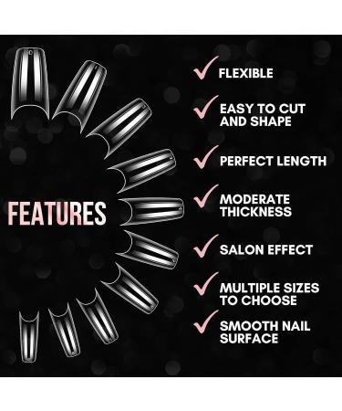 Makartt French Nail Tips 500pcs Half Cover Clear 02 - Press on Fake Nails for Acrylic Extensions | 10 Sizes Nail Tips - Buy Online on GoSupps.com