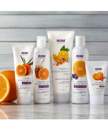 Nourish and Brighten with NOW Solutions Vitamin C and Oryza Sativa Gentle Scrub - 4-Ounce - Buy Online on GoSupps.com