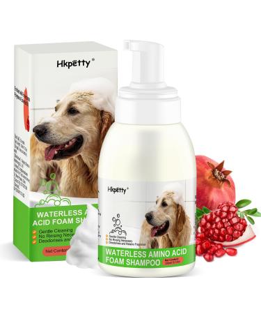 Dog Waterless Foaming Shampoo 3-in-1 Hypoallergenic Pet Shampoo for Dogs Cats Cleans Pet No Rinse Foam Dry Shampoo Conditions & Deodorizer Natural Red Pomegranate Flavour 300ml