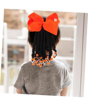 KONTONTY Ponytail Beads and Dreadlocks Synthetic Hairpiece Bow Braid Wig Women Braided Hair Extensions Beaded Braided Ponytail Colorful Hair Extension Women Hair Extension Hair for Braiding 21.00X14.00X2.00CM Orange - Buy Online on GoSupps.com