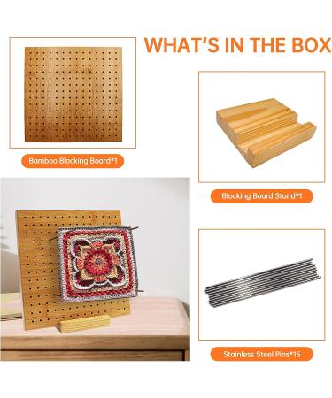 Handcrafted Bamboo Crochet Blocking Board Kit with Stainless Steel Pins - Ideal for Knitting, Crochet, and Granny Squares - Perfect Gifts for Mothers and Grandmothers - 7.8 x 7.8 inches - Buy Online on GoSupps.com