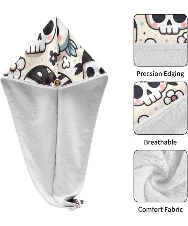 Cute Skull Head Hair Towel 2 Pack - Super Absorbent Quick Dry Hair Turbans for Women & Girls - Perfect Hair Drying Solution - Buy Online on GoSupps.com