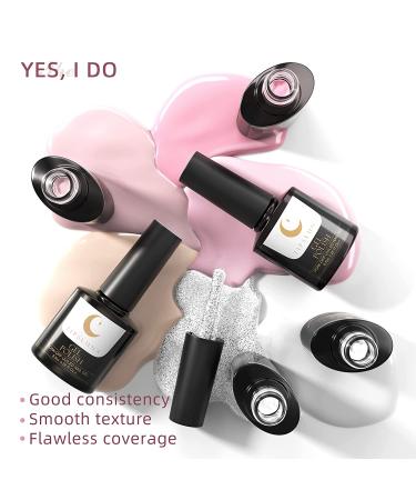 TipsLuna Gel Polish 6 Colors Kit for French Manicure - White, Beige, Pink Glitter | Christmas & New Year Gel Nail Kit - UV LED Soak Off Polishes - Buy Online on GoSupps.com