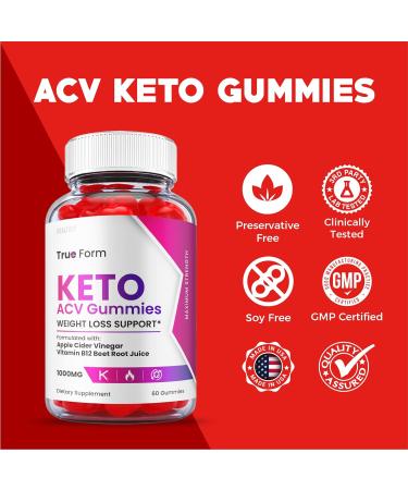 (2 Pack) True Form Keto Gummies with ACV - Vegan Formula with Vitamin B12, Beet Root Juice - 120 Gummies - Buy Online on GoSupps.com
