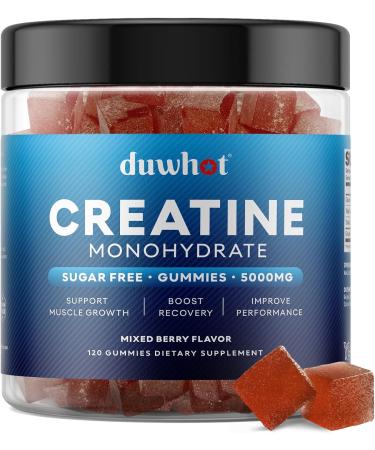 duwhot Sugar Free Creatine Monohydrate Gummies 5g for Men & Women, Chewables Creatine Monohydrate for Muscle Growth & Recovery, Vegan, Mixberry Flavor, 120 Count - Buy Online on GoSupps.com