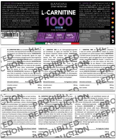 Bandini L-CARNITINE 1000mg Carnipure | Vegan Tablets - 100 Days Supply | High Strength L Carnitine Tartrate Supplement | Boosts Energy & Metabolism | Reduces Fatigue | Pre-Workout Formula - Buy Online on GoSupps.com