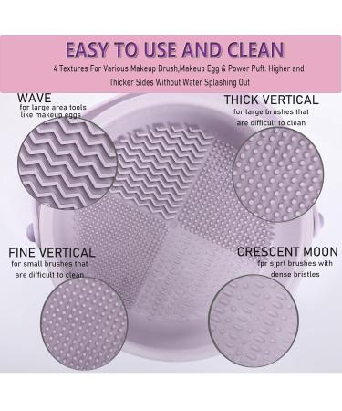 3 in 1 Brush Cleaning Mat & Dryer - Silicone Makeup Brush Cleaner Bowl for Brushes Sponges & Powders - Purple - Buy Online on GoSupps.com