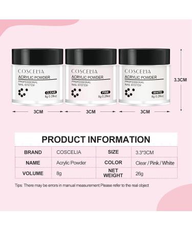COSCELIA Acrylic Nail Kit with Lamp, 30ml Liquid, 3 Colors Powder, Electric Files - Professional 36 Colors Glitter Set for Beginners - Buy Online on GoSupps.com