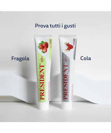  President President Kids Toothpaste for Children 3-6 Years Strawberry Flavor. Prevents cavities protects gums and tooth enamel. Paraben-free SLS-free allergen-free and PEG-free. RDA 30-50 ml - Buy Online on GoSupps.com