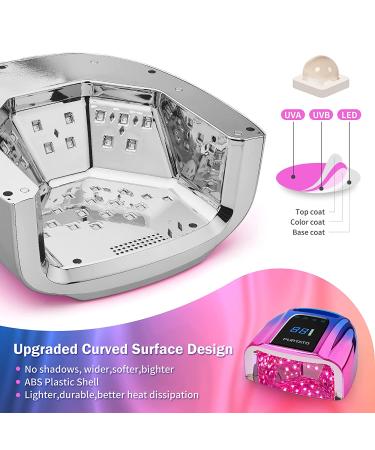 Purtato Professional Rechargeable 96W UV LED Cordless Nail Lamp with Stainless Steel Bottom - 4 Timer Settings and Smart Sensor Nail Dryer (Blue&Purple) - Buy Online on GoSupps.com