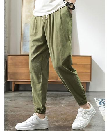 Zontroldy Men's Cotton Linen Lounge Harem Pants - Armygreen Large - Buy Online on GoSupps.com