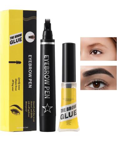  Dubbulon Eyebrow pencil eyebrow pencils for women long-lasting waterproof eyebrow pencil | 4-prong liquid eyebrow pencil with eyebrow gel natural-looking eyebrow pencils for - Buy Online on GoSupps.com