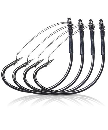 SEAOWL Saltwater Steel Circle Hook Rigs,Octopus Offset Fishing Hooks Leader  Wire for Catfish Bass 24pcs 5/0-12-45lb