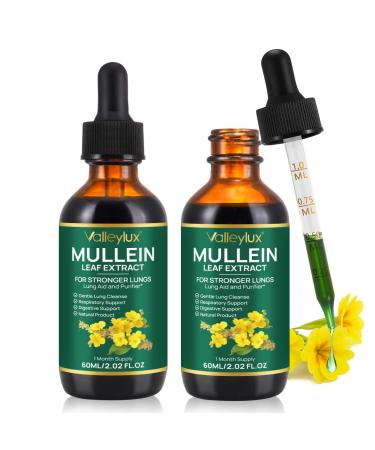 2x Extrait de Feuilles de Mol ne Gouttes de mullein pour poumons mullein leaf extract naturelles gouttes de mol ne avec chlorophylle pour poumons nettoyage absorption rapide 60 ml 60 ml (Lot de 2)