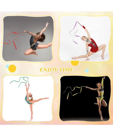 Dance Ribbons Rainbow Streamers - 10 Pcs Twirling Baton Set for Kids | Rhythmic Gymnastics Ribbon Wands with Non Slip Handle - Buy Online on GoSupps.com