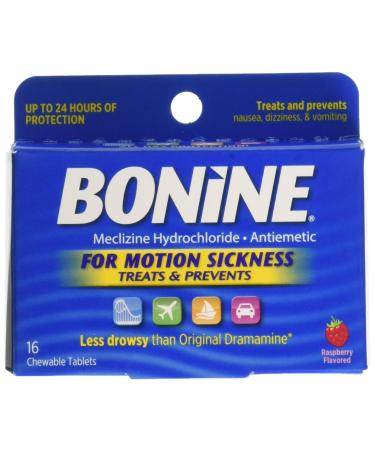 Bonine Motion Sickness Tablets Raspberry 16 Count