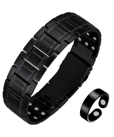 Jeracol Lymph Detox Titan Stahl Magnetic Targe Band and Ring for men with ultra-high 3500 Gauss Magnet MagnetRem Band and copper magnet ring with distant tool and gift box 3x-black & ring - Buy Online on GoSupps.com