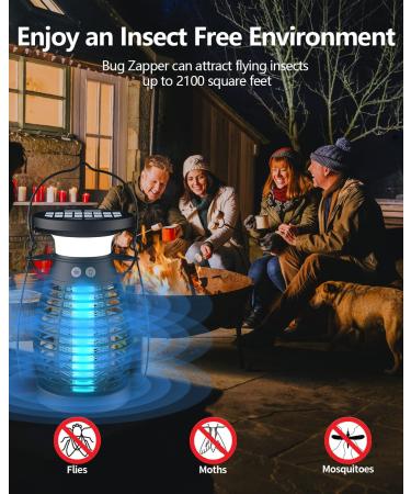 Solar Bug Zapper Outdoor Waterproof Rechargeable Mosquito Zapper with 360 High Powered UV Light 2-in-1 Light Bulb and Fly Zapper Up to 2100 Sq Ft - Attracts Gnats Mosquitoes Flies and More Black - Buy Online on GoSupps.com