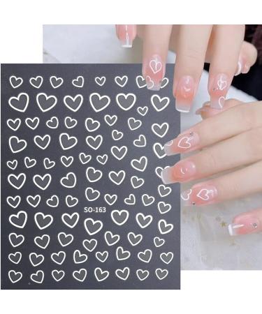 8 Sheets Metallic Heart Love Nail Decals - 3D Self-Adhesive Nail Stickers in Gold, Silver, Rose Gold, and White - French DIY Nail Decoration and Manicure Accessories for Women - Buy Online on GoSupps.com