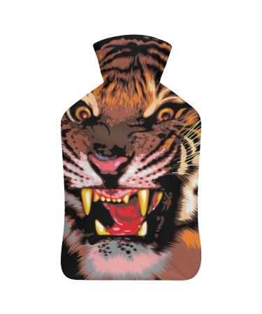 Angry Tiger Hot Water Bottle With Cover Plush Bed Bottle Hand Warmer For Adults And Children 26.5X15.3cm