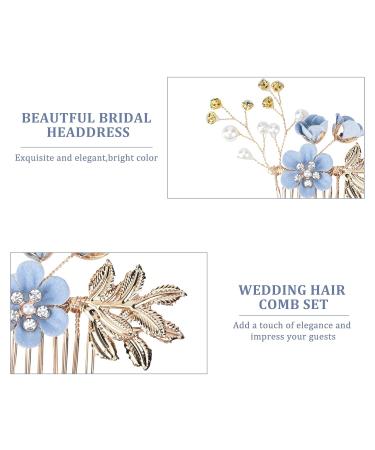 BOWINR 5 Pack Blue Flower Rhinestone Bridal Hair Comb - Handmade Pearl Crystal Hair Clip for Women - Ideal for Wedding, Prom, Bridesmaids - Buy Online on GoSupps.com