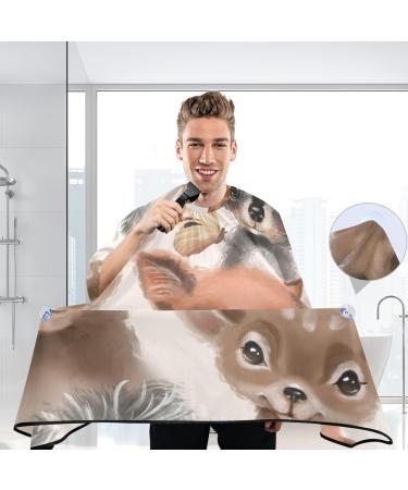 Waterproof Barber Cape with Watercolor Patterns & Woodland Animals - Unisex Hair Cutting Bib for Men - Cheetah Design Deer Rabbits Hedgehogs Bears Owls Foxes - Buy Online on GoSupps.com