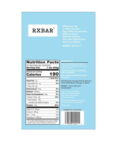 RXBAR Vanilla Almond Protein Bar 1.83oz (12 Pack) - High Protein Gluten Free Snack - Buy Online on GoSupps.com