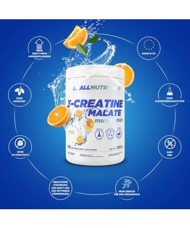All Nutrition Tri Creatine Malate Powder - Performance & Muscle Building Supplement with Creatine Monohydrate Taurine & Vitamin B6 - 500g Orange Flavor - Buy Online on GoSupps.com