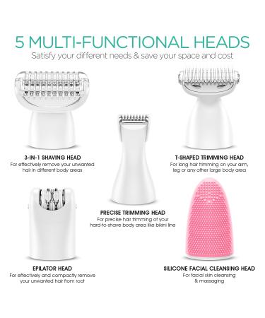 VOYOR 5-in-1 Electric Shaver for Women - Waterproof Bikini Trimmer & Face Groomer - Buy Online on GoSupps.com
