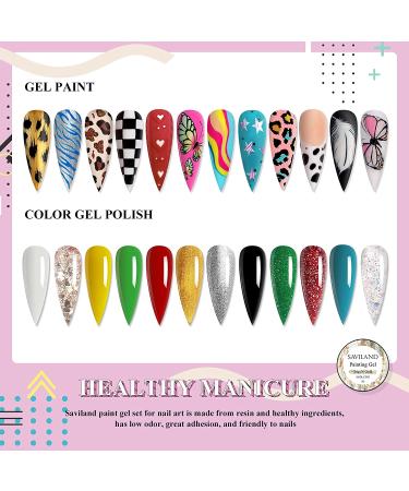 Saviland 12pcs Holiday Gel Nail Paint Kit - Sparkle Glitter & Brushes for DIY Manicure Gift Set - Buy Online on GoSupps.com