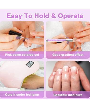 Nail Art Ombre Sponge Brush Applicator with 8 Washable Replacement Heads - Purple Gradient Nails Gel & False Tips Tool for Women - Buy Online on GoSupps.com