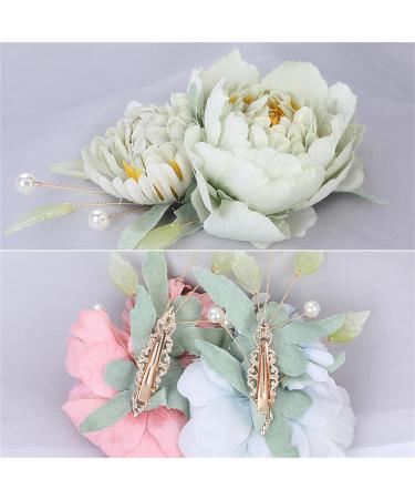 2 Pcs Pink Flower Hair Clip Wedding Bridal Bridesmaid Hairpin - Hanfu Party Decor - Buy Online on GoSupps.com